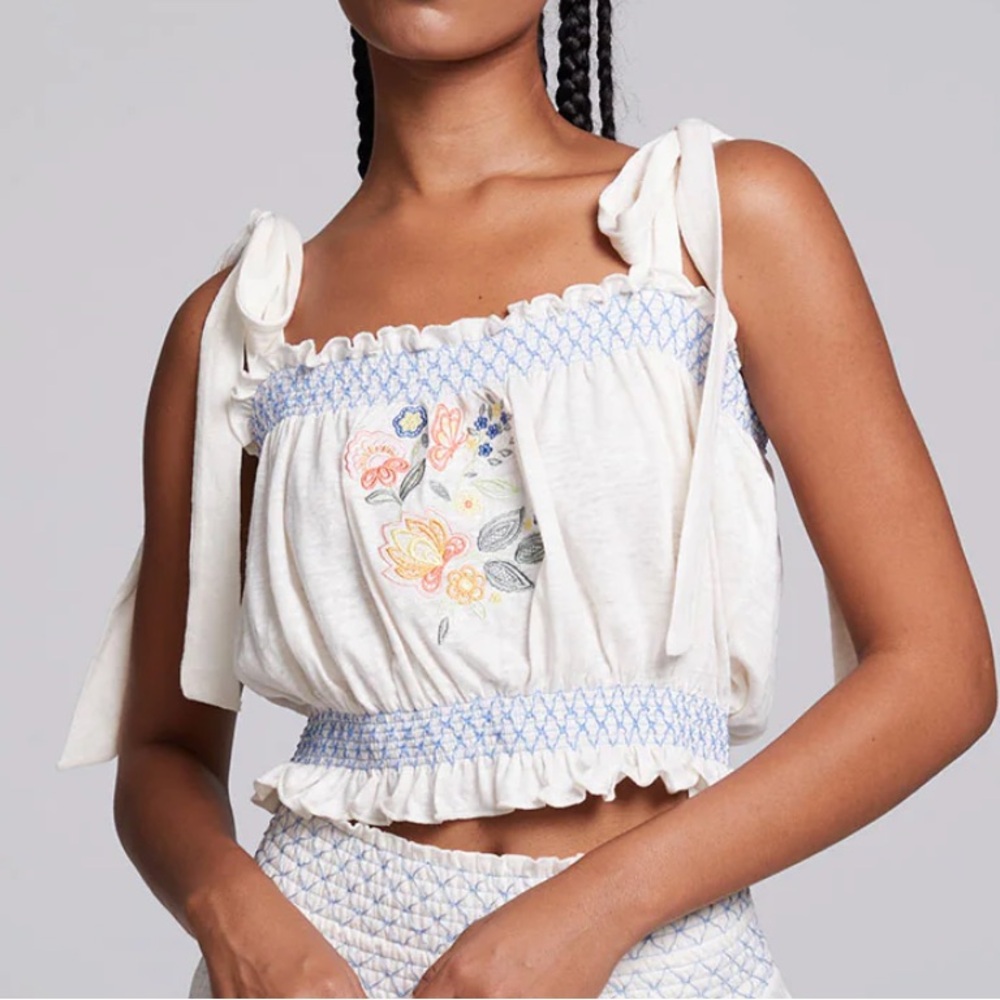 Chaser Lirhetta Floral Bouquet Embroidery Crop Top